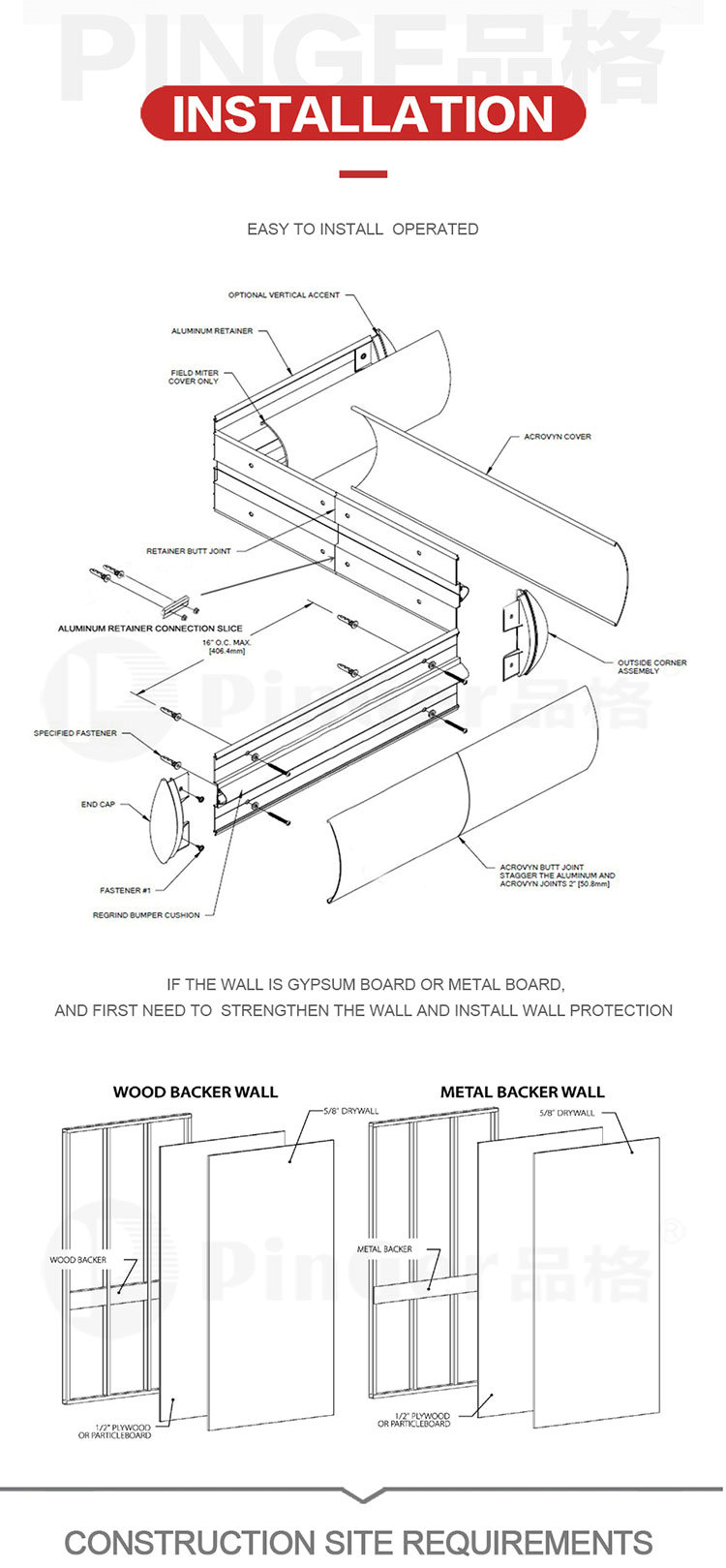 High Quality Hospital PVC Wall Guards Handrails