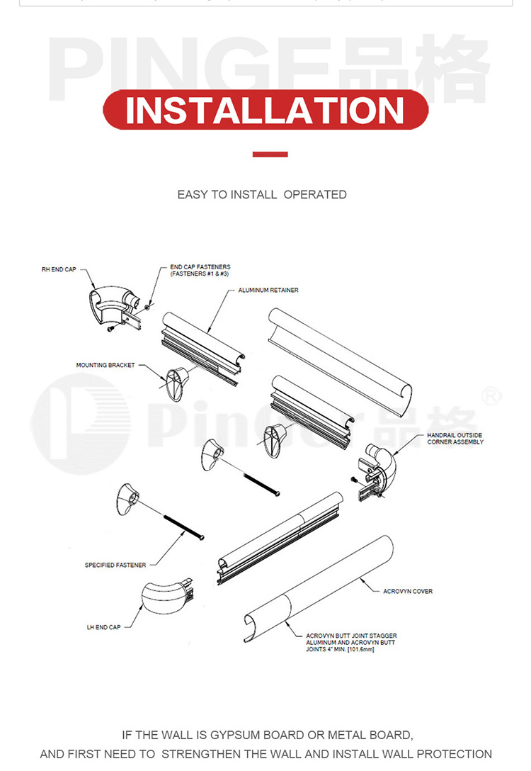 Oval Gripping surface hospital PVC handrail