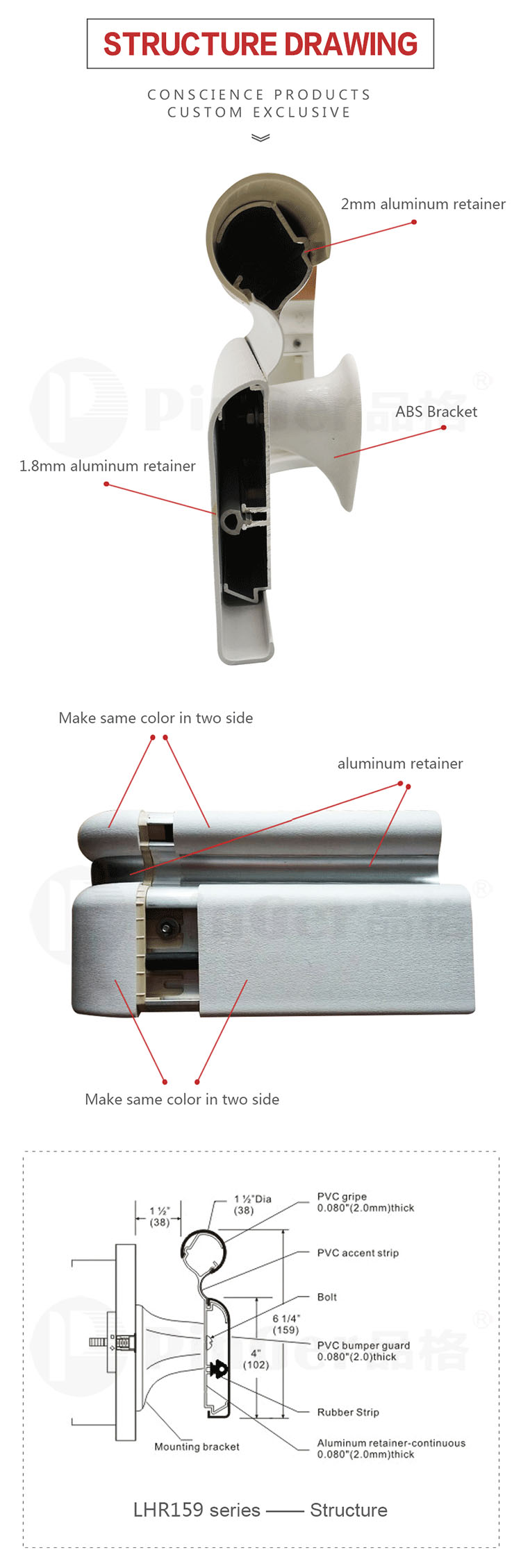 Wall Crash-Proof Pvc And Aluminium Handrail