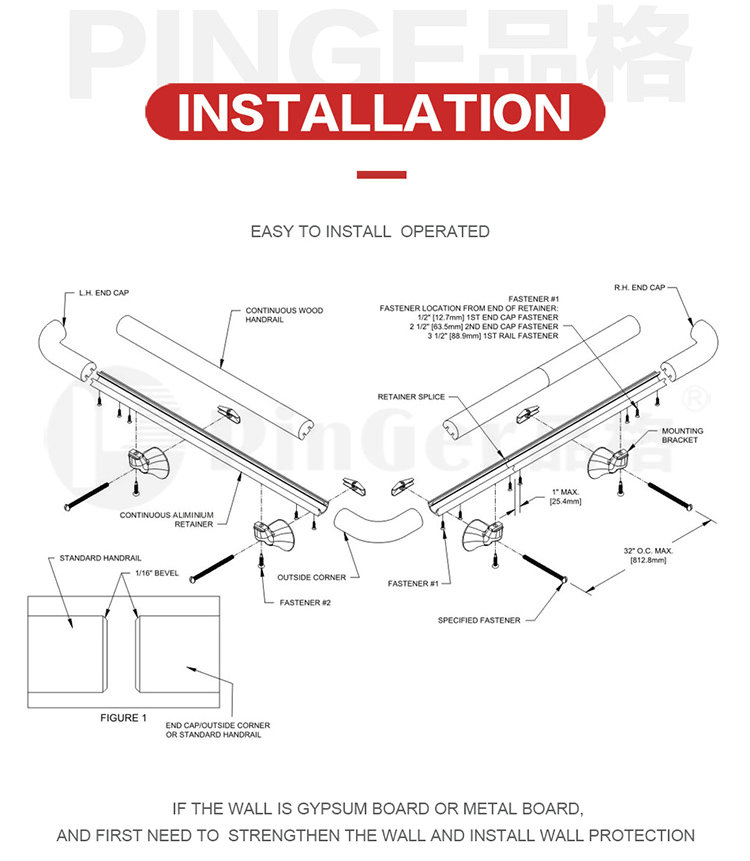 Mini handrail aluminum wall raillings