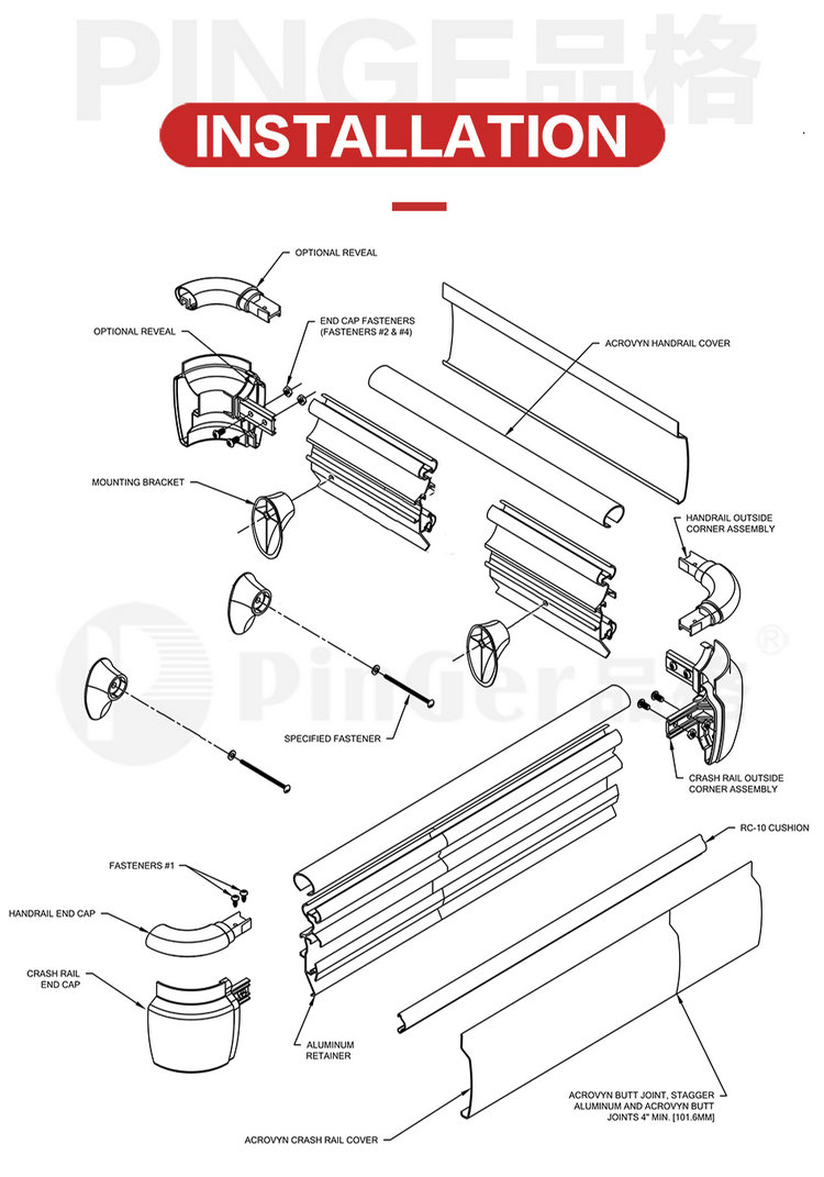 Corridor Aluminium Vinyl Handrail Hot Selling