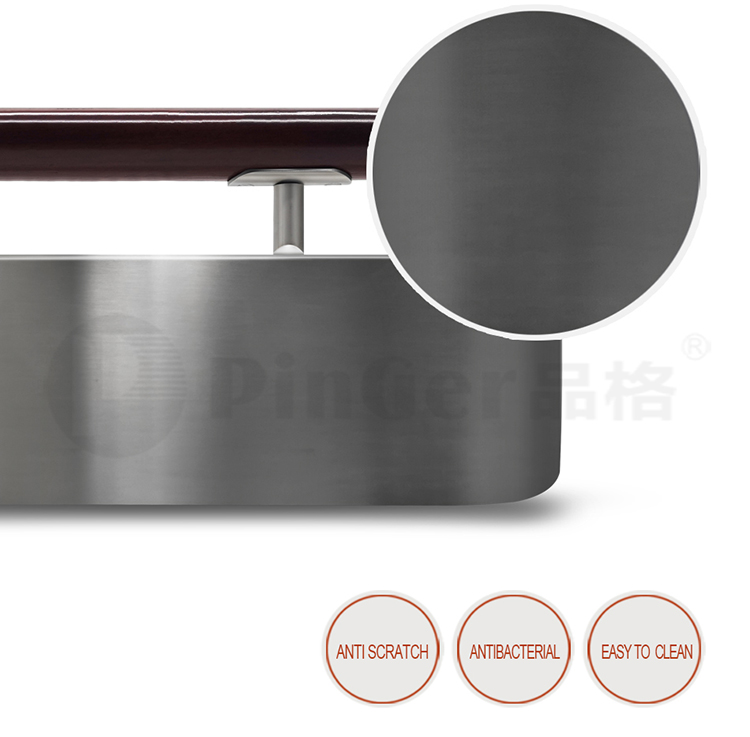 Solid wood grip Stainless Steel wall guard handrail