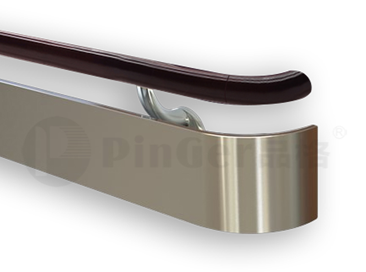 Solid Wood With Stainless Steel Wall Guard Handrail