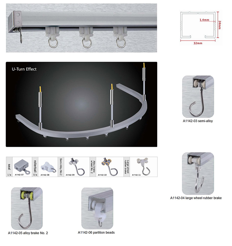 Cubicle Aluminium Hospital Curtain Track