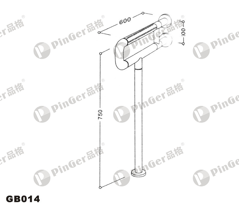 Pinger U-shape Grab Bar GB014 CAD Drawing