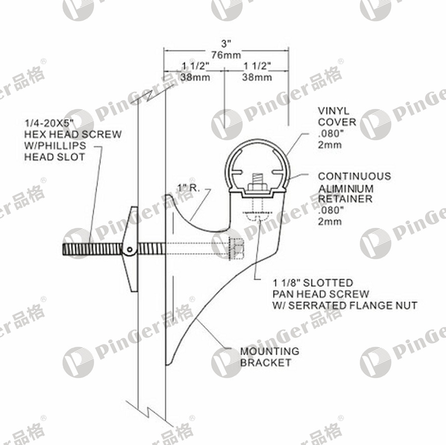 Pinger Handrail HR38 CAD Drawing