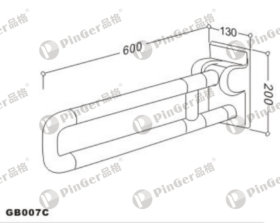 Pinger Folding Grab Bar GB007C CAD Drawing