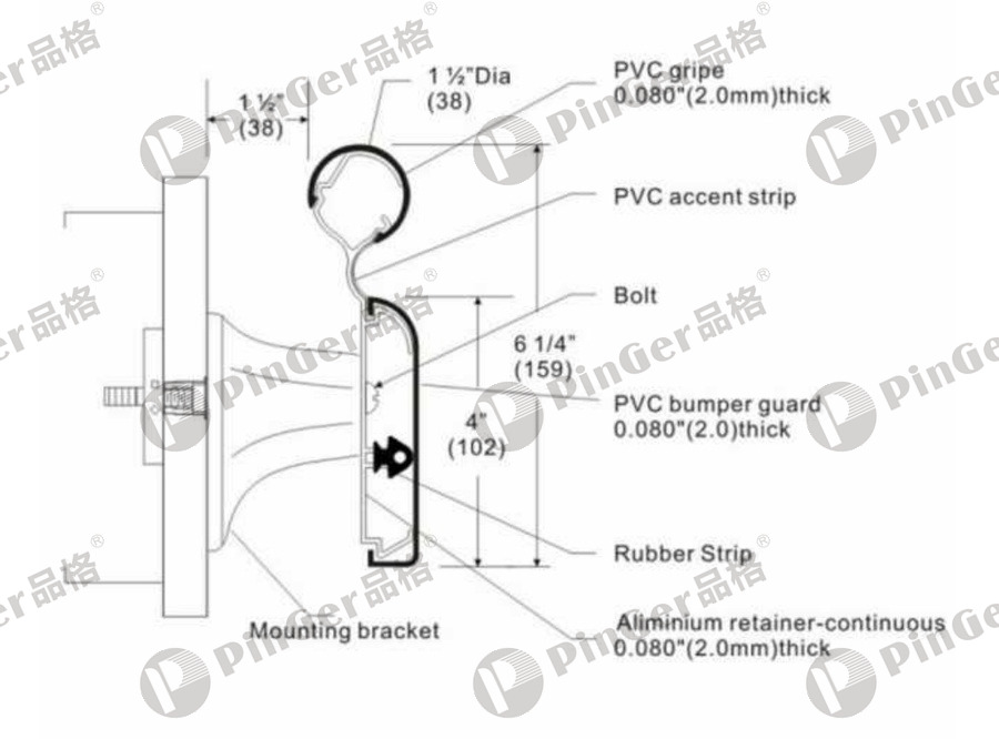 Pinger Handrail LHR159 CAD Drawing