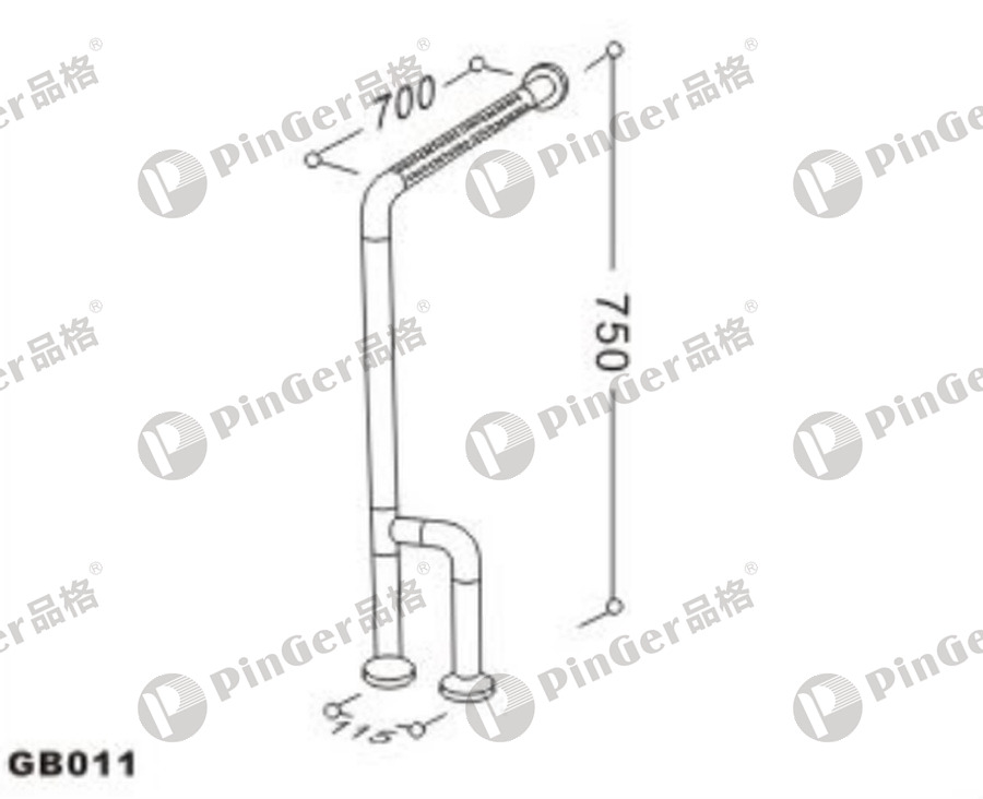 Pinger L-shape Grab Bar GB011 CAD Drawing