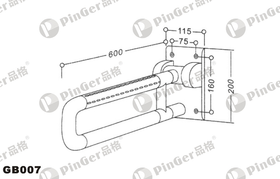 Pinger Folding Grab Bar GB007 CAD Drawing