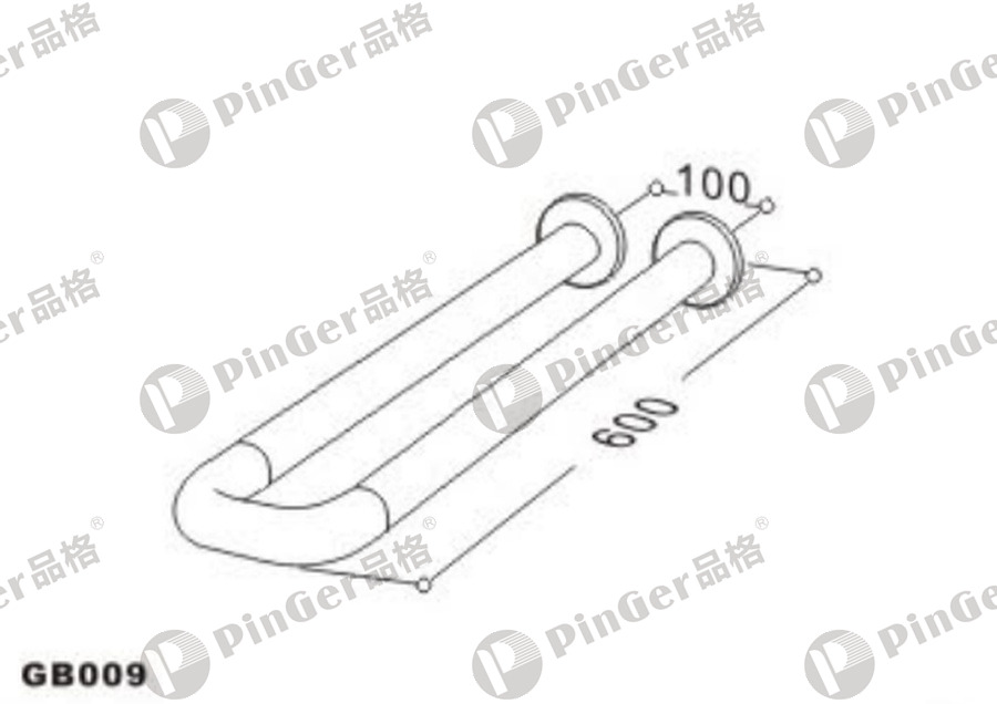 Pinger U-shape Grab Bar GB009 CAD Drawing