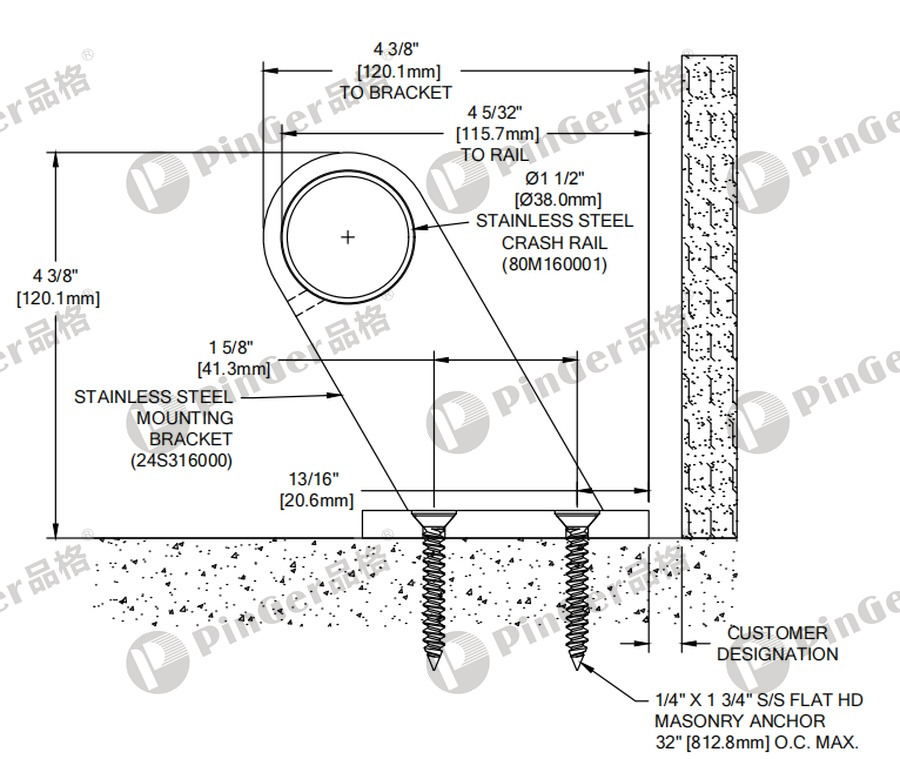 Pinger Handrail FRSS6 CAD Drawing