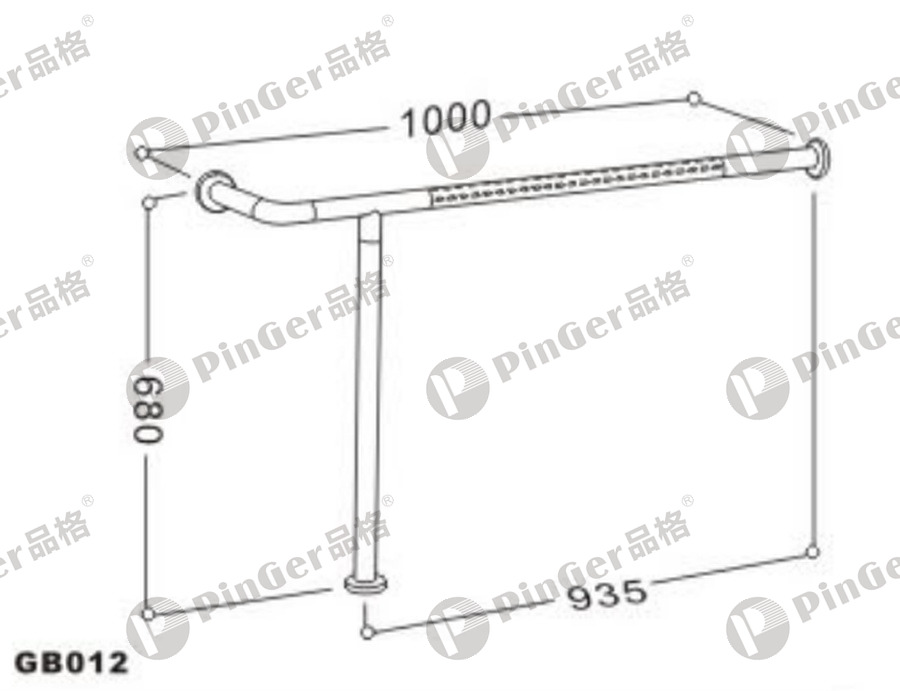 Pinger L-shape Grab Bar GB012 CAD Drawing