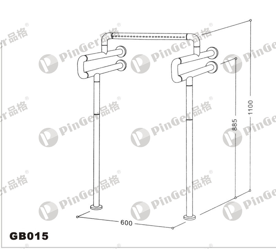 Pinger U-shape Grab Bar GB015 CAD Drawing