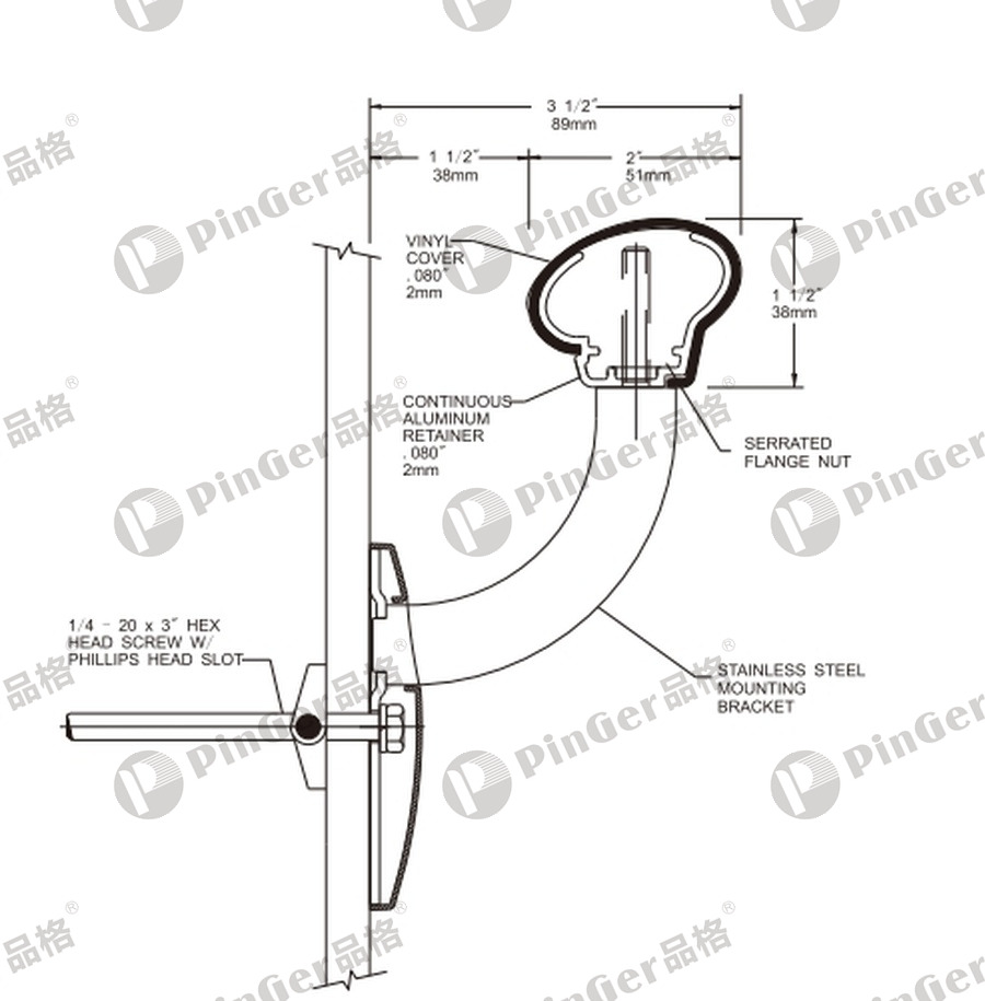 Pinger Handrail HR51 CAD Drawing