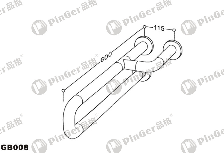 Pinger U-shape Grab Bar GB008 CAD Drawing