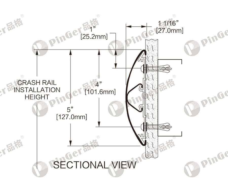 Pinger Wall Guard WG127 CAD Drawing