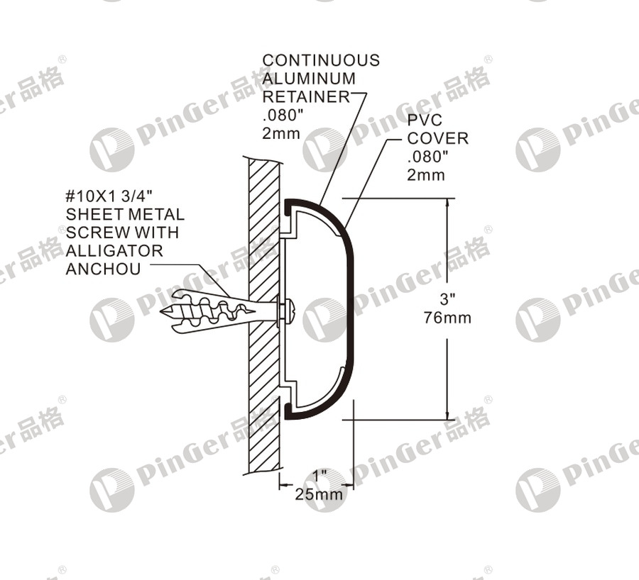 Pinger Wall Guard WG76 CAD Drawing