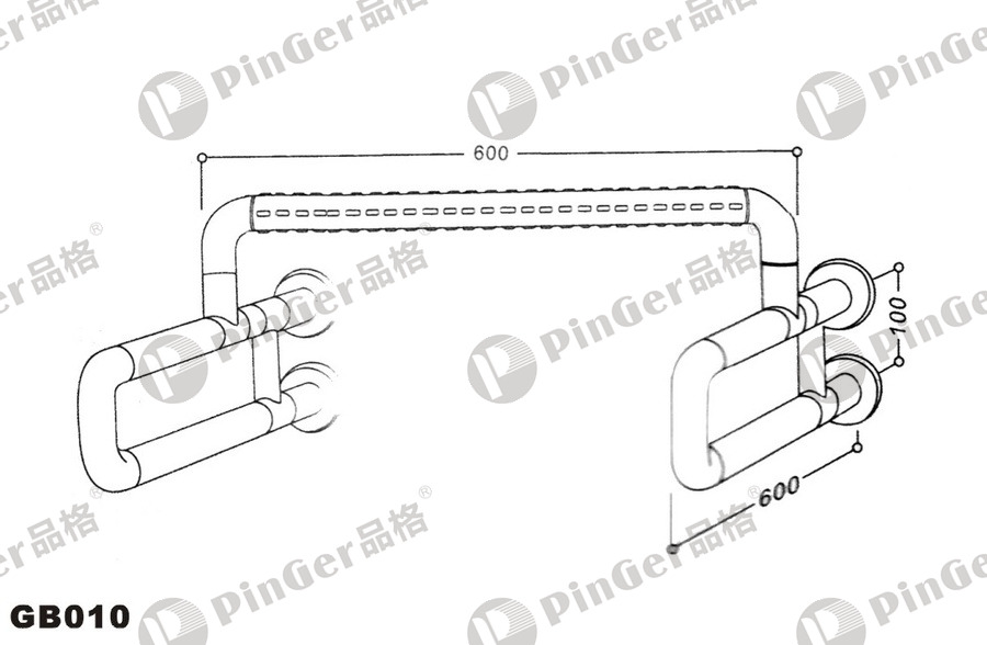 Pinger U-shape Grab Bar GB010 CAD Drawing