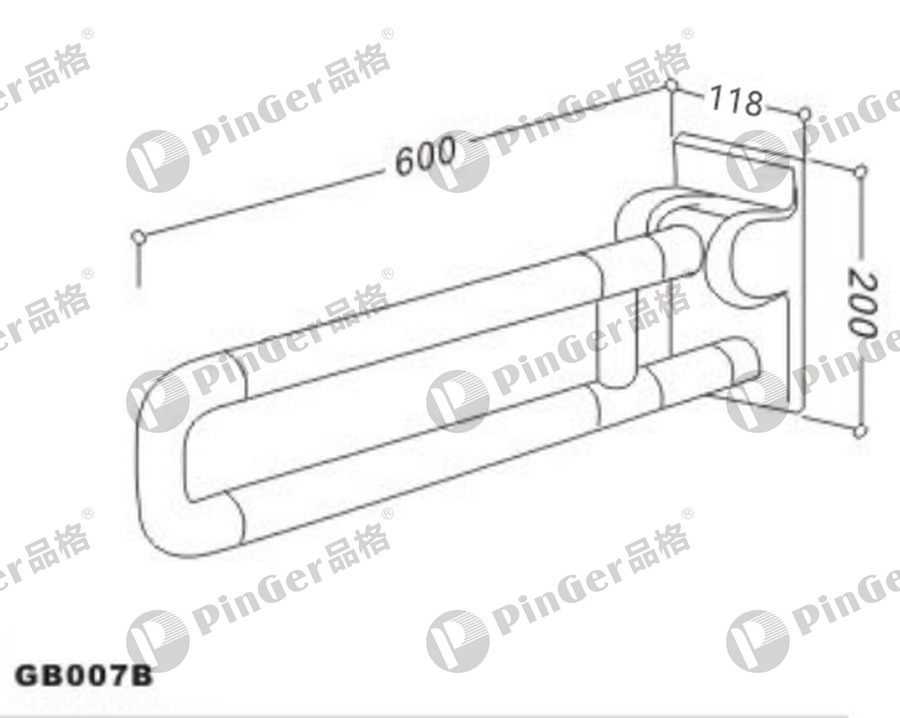Pinger Folding Grab Bar GB007B CAD Drawing