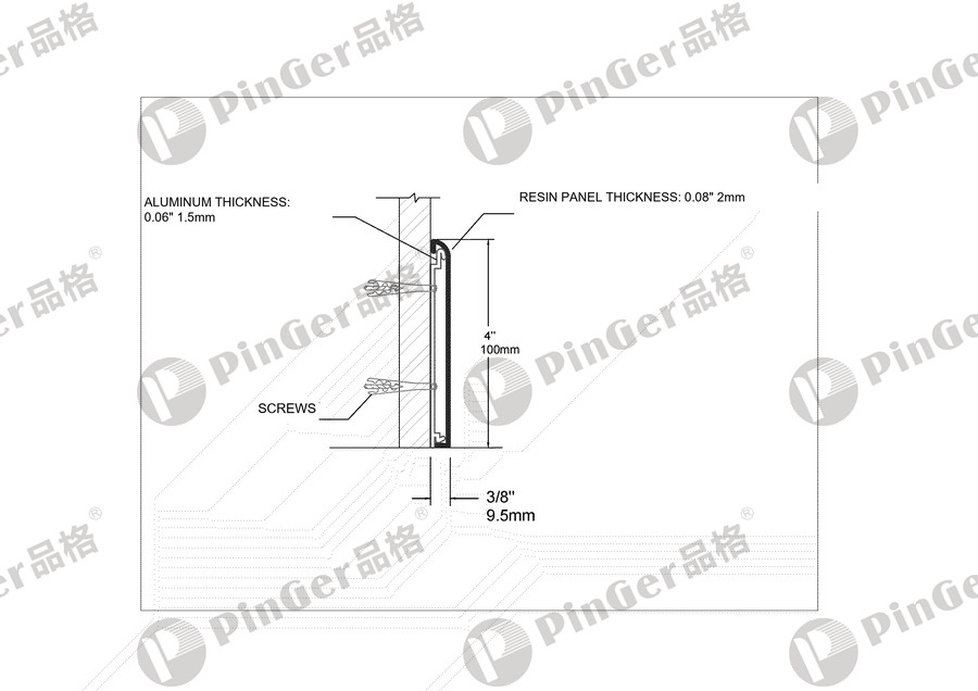 Pinger Wall Base WB100 CAD Drawing