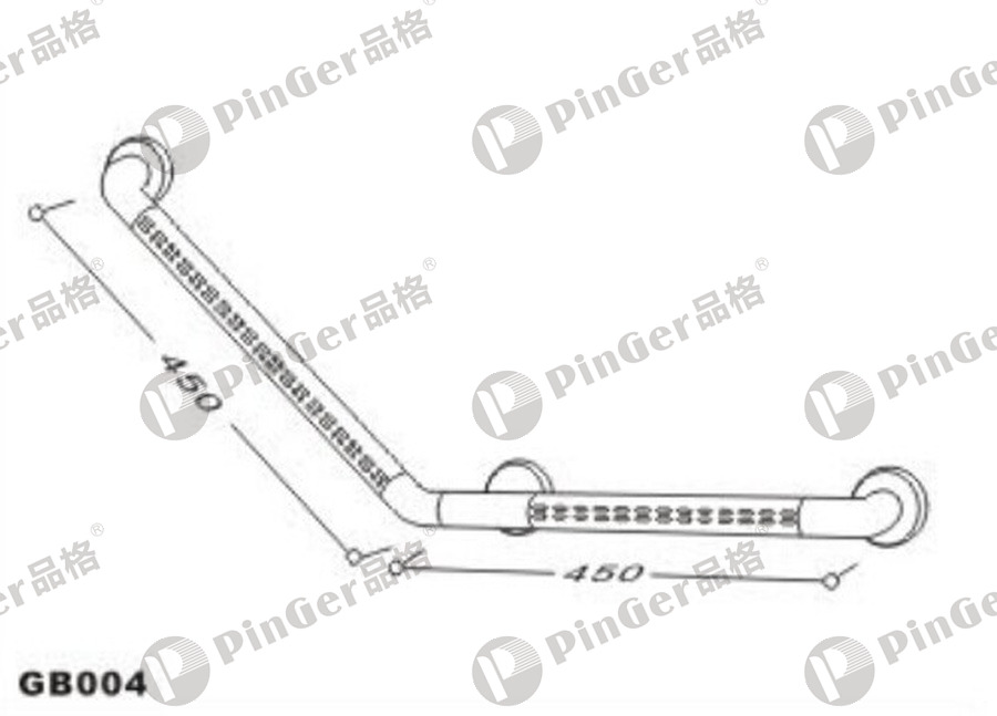 Pinger L-shape Grab Bar GB004 CAD Drawing