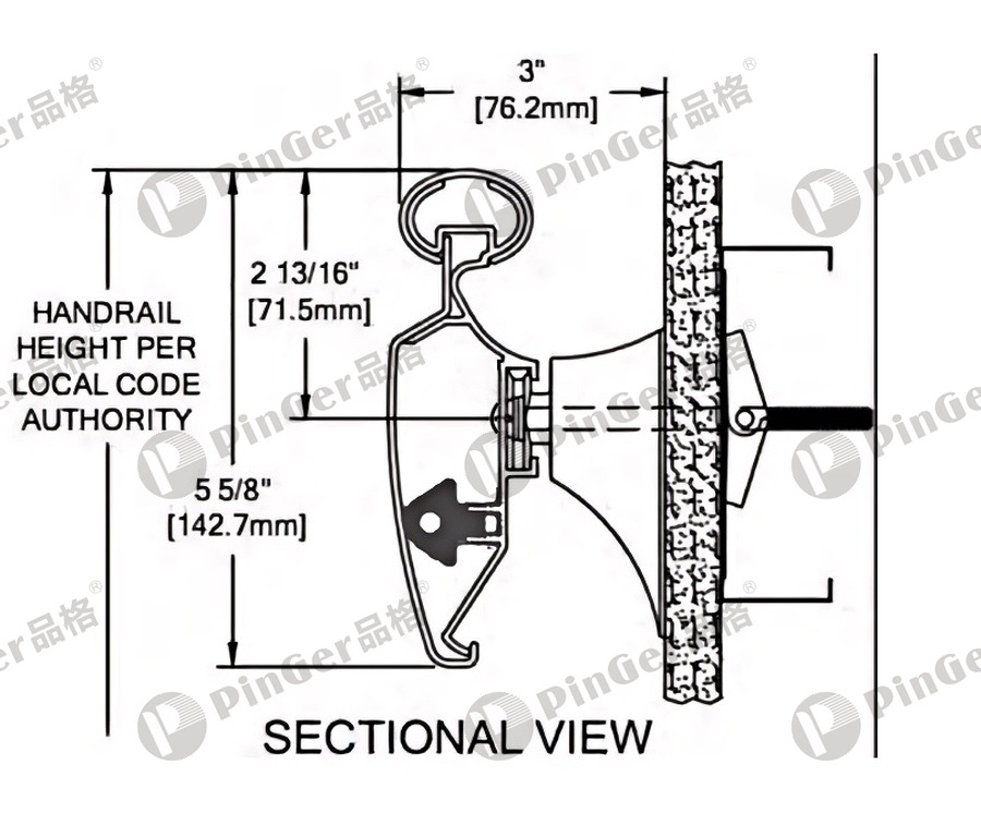 Pinger Handrail HR143 CAD Drawing